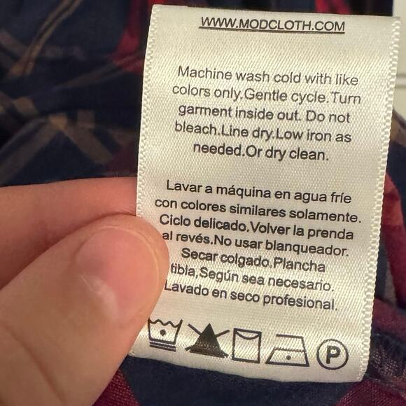 NWT ModCloth Instant Energy Faux-Wrap Dress - Navy Plaid / 1X - Picture 3 of 10